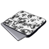 Schwarz-Weiß-Skelett Skelett Skull Art Muster Laptopschutzhülle (Vorne Knopf)