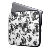 Schwarz-Weiß-Skelett Skelett Skull Art Muster Laptopschutzhülle (Vorderseite Links)
