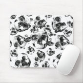 Schwarz-Weiß-Skelett Skelett Skull Art Muster Mousepad (Mit Mouse)