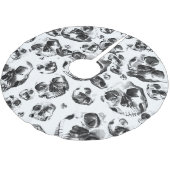 Schwarz-Weiß-Skelett Skelett Skull Art Muster Polyester Weihnachtsbaumdecke (Schrägansicht)