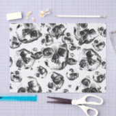 Schwarz-Weiß-Skelett Skelett Skull Art Muster Seidenpapier (Handwerk)