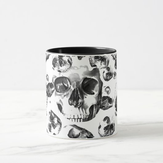 Schwarz-Weiß-Skelett Skelett Skull Art Muster Tasse (Zentrum)