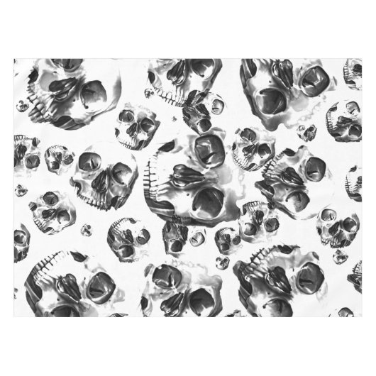 Schwarz-Weiß-Skelett Skelett Skull Art Muster Tischdecke (Vorderseite (Horizontal))