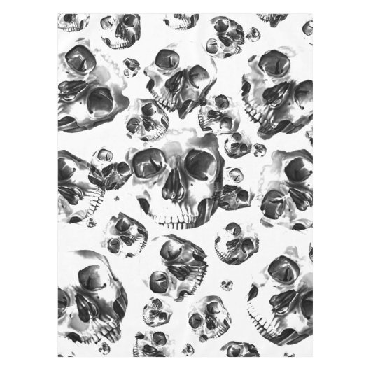 Schwarz-Weiß-Skelett Skelett Skull Art Muster Tischdecke (Vorderseite)