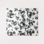 Schwarz-Weiß-Skelett Skelett Skull Art Muster Wandteppich (Vorderseite (Horizontal))