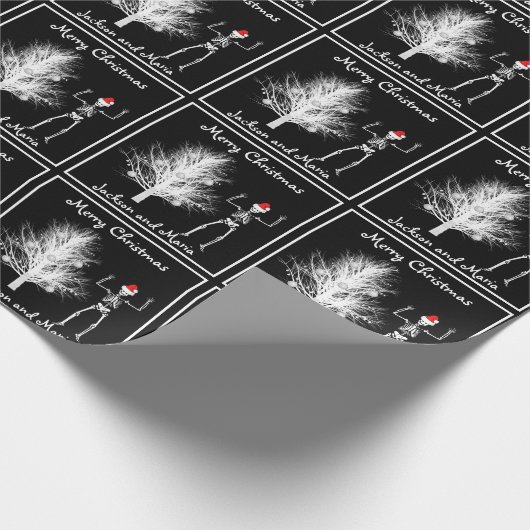 Schwarz-Weiß-Skelett und XrayTree Geschenkpapier (Ecke)