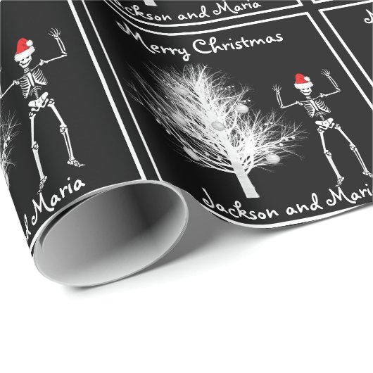 Schwarz-Weiß-Skelett und XrayTree Geschenkpapier (Rolleneckpunkt)