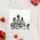 Schwarz-Weiß-Sketch-Kirchenbuch Napkin Serviette (Beispiel)
