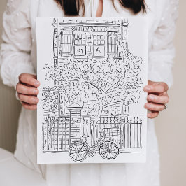 Schwarz-Weiß-Sketch New York City Stoop Poster