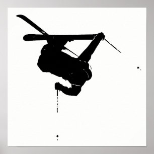 Schwarz-Weiß-Ski Poster