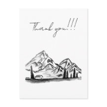 Schwarz-weiß-Skizze von Bergen