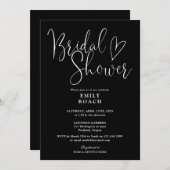 Schwarz-Weiß-Skript-Brautparty Einladung (Vorne/Hinten)