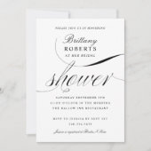 Schwarz-Weiß-Skript-Brautparty Einladung (Vorderseite)