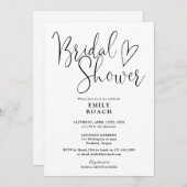 Schwarz-Weiß-Skript-Brautparty Einladung (Vorne/Hinten)