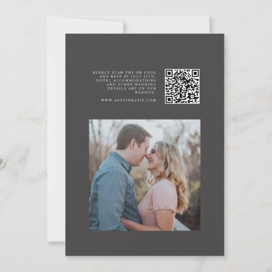 Schwarz-Weiß-Skript-Foto-UAWG-Hochzeit Einladung (Rückseite)