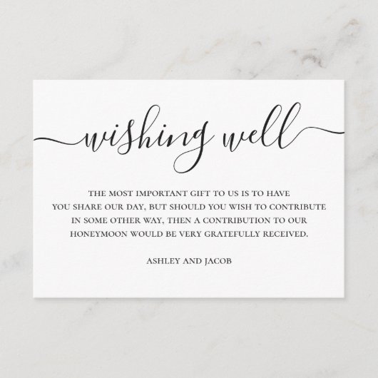 Schwarz-Weiß-Skript Hochzeit wünschenswert Begleitkarte (Vorderseite)