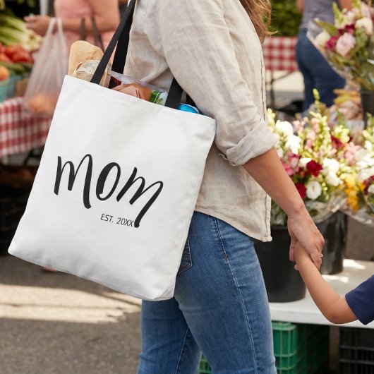 Schwarz-Weiß-Skript-Mutter Etabliert Minimalistisc Tasche
