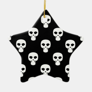 Schwarz-Weiß-Skull-Muster Keramikornament