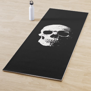 Schwarz-Weiß-Skull-Pop Art-Fitness-Vorlage Yogamatte