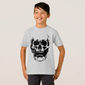Schwarz-weiß Skull Pop Artwork T-Shirt (Vorne ganz)