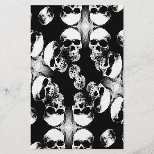 Schwarz-Weiß-Skulls Briefpapier (Vorderseite)