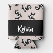 Schwarz-Weiß-Skunker auf Rose rosa Dosenkühler (Vorderseite)