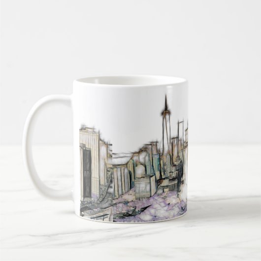 Schwarz-Weiß-Skyline New York City Zeichnend Kaffeetasse (Links)