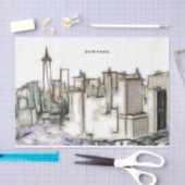 Schwarz-Weiß-Skyline New York City Zeichnend Seidenpapier (Handwerk)