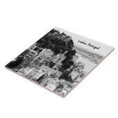 Schwarz-Weiß-Skyline von Lissabon Portugal Fliese (Seite)