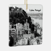 Schwarz-Weiß-Skyline von Lissabon Portugal Keramikornament (Rechts)