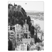 Schwarz-Weiß-Skyline von Lissabon Portugal Klemmbrett (Rückseite)