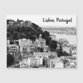 Schwarz-Weiß-Skyline von Lissabon Portugal Postcar Magnetkarte (Vorderseite)