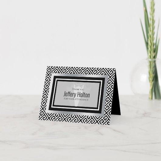 Schwarz, Weiß, Smoking, Schwarzer Bogen, Krawatte, Dankeskarte (Vorderseite)