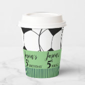 Schwarz-weiß Soccer Football Kindergeburtstag Part Pappbecher (Links)