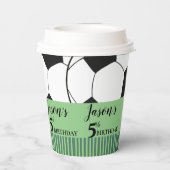 Schwarz-weiß Soccer Football Kindergeburtstag Part Pappbecher (Rückseite)