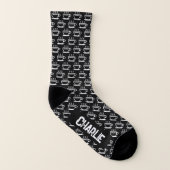 Schwarz-Weiß-Socken für Kaffeeliebhaber Socken (Rechts - Außen)