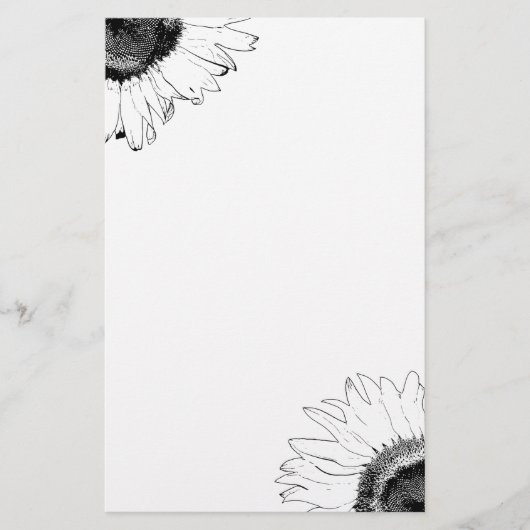 Schwarz-Weiß-Sonnenblumen Briefpapier (Vorderseite)