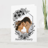 Schwarz-Weiß-Sonnenblumen-Foto Jubiläum Karte (Vorderseite)