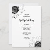 Schwarz-Weiß-Sonnenblumen Geburtstagsparty Einladung (Vorderseite)