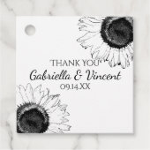 Schwarz-Weiß-Sonnenblumen Geschenkanhänger (Vorderseite)