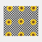 Schwarz-Weiß-Sonnenblumen Gestell der karierten Bl Fleecedecke (Vorderseite (Horizontal))