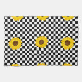 Schwarz-Weiß-Sonnenblumen Gestell der karierten Bl Geschirrtuch (Horizontal)