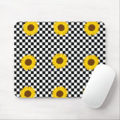 Schwarz-Weiß-Sonnenblumen Gestell der karierten Bl Mousepad (Mit Mouse)