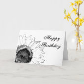 Schwarz-Weiß-Sonnenblumen Happy Birthday Karte (Gelbe Blume)
