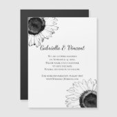 Schwarz-Weiß-Sonnenblumen Hochzeit retten das Datu Magneteinladung (Vorne/Hinten)