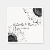 Schwarz-Weiß-Sonnenblumen Hochzeit Serviette (Vorderseite)