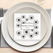 Schwarz-Weiß-Sonnenblumen Hochzeit Serviette