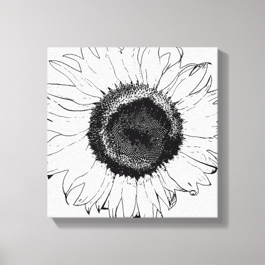 Schwarz-Weiß-Sonnenblumen Leinwanddruck (Vorderseite)