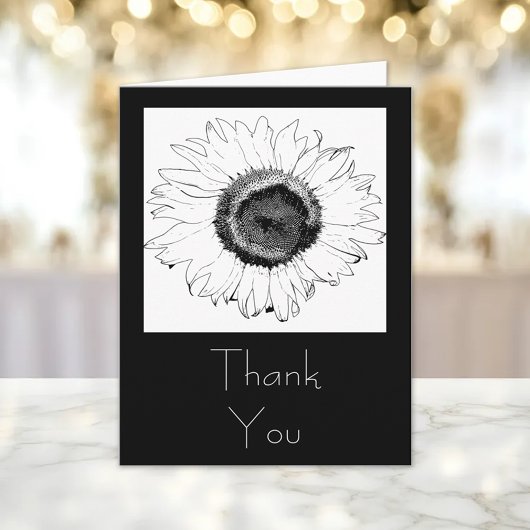 Schwarz-Weiß-Sonnenblumen Vielen Dank Dankeskarte