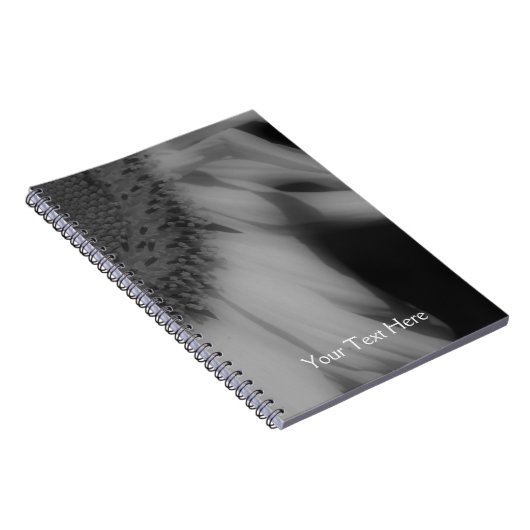 Schwarz-Weiß-Sonnenblumenblätter-Notebook Notizblock (Rechte Seite)